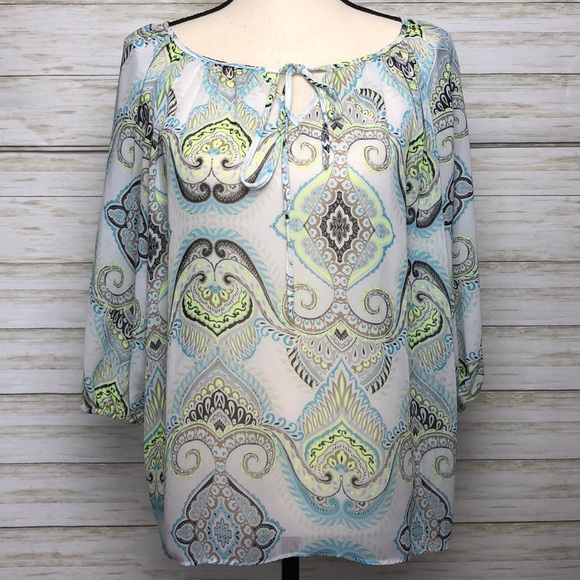 a.n.a Tops - Ana 3/4 Sleeve Lightweight Sheer Blouse